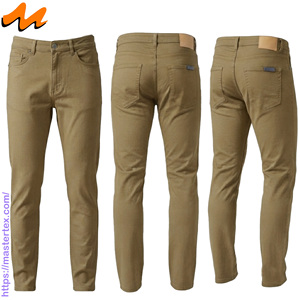 Pantalon décontracté coupe droite pour homme MASTER TEXTILE en twill tissé respirant, taille mi-haute, avec fermeture boutonnée et rivets, en coton/élasthanne - Product Image 4