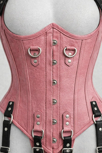 Ensemble de costume corset gothique en cuir avec harnais et dentelle pour femme, écologique, respirant, taille personnalisable - Product Image 4