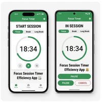Aplicación de Temporizador de Productividad RoyalCraft Enterprise, Temporizador de Estudio Pomodoro, Herramienta de Gestión del Tiempo para IOS Mac (Flutter Hybrid Mobile)