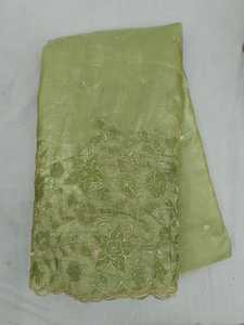 Tissu doux or pailleté 45 GSM, largeur 44 pouces, en coton brodé imprimé floral, matériau pour vêtements ethniques de créateurs de boutiques - Product Image 2