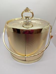 Luxury Gold Metal Ice <b>Bucket</b> with Designer <b>Lid</b> for Elegant Home Bars Cocktail Parties and Stylish Table Entertaining From India - Product Image 5