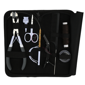 White Hair Extension <b>Tools</b> Kit Tape In Plier Loop Curved Needles Wig <b>Threads</b> Beads Box Parting Finger and Salon Scissor Comb Set - Product Image 1