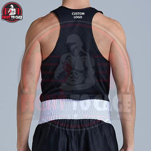 Highest Quality White Black <b>Red</b> Contrast Color Unisex Adult Boxing Martial Arts Wear Premium Product Boxing Trunk & <b>Tank</b> <b>Tops</b> - Product Image 4