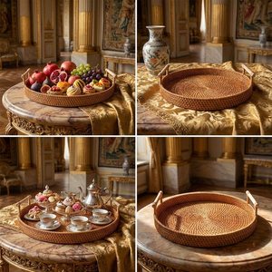 2026 Meilleure vente : Panier de service en rotin avec de magnifiques poignées à motifs, portable et durable, pour le rangement et la présentation des collations, par UO - Product Image 3