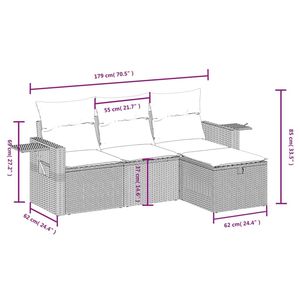 Set Divano da Giardino Modulare in Polyrattan Grigio e Acciaio Verniciato a Polvere per Spazi Esterni - Product Image 4