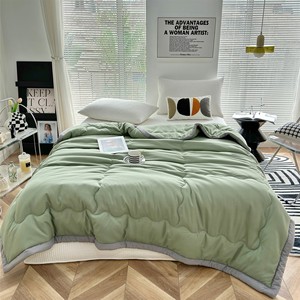 Couette en microfibre grise douce, garnissage en polyester matelassé, ensemble de literie plié pour la maison, 4 pièces, style moderne, lavable en machine - Product Image 4