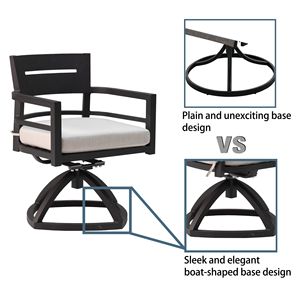 Set da Pranzo Moderno in Alluminio da Esterno a 7 Pezzi con 4 Sedie da Pranzo in Tessuto Sunbrella e 2 Dondoli Girevoli di Cu - Product Image 5