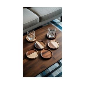 Posavasos de madera de diseño clásico utilizado en el hogar o en restaurantes para colocar tazas de té o vasos de agua. - Product Image 3