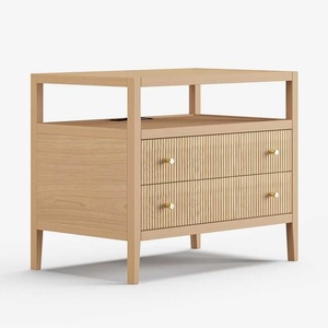Mueble de Salón Moderno de Madera Maciza con 2 Cajones y Estante Abierto, Diseño Escandinavo - Product Image 2