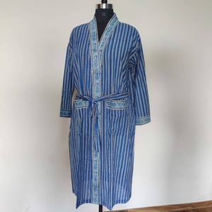 Hand Block Print Cotton Kimono <b>Robe</b> Dressing Gown Women Cotton <b>Robe</b> <b>Beach</b> Wear For Women Gift For Her - Product Image 5