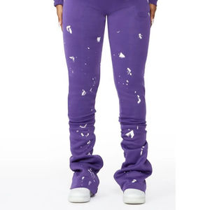 Conjunto de chándal elegante con estampado puff y pantalones acampanados, sudadera con capucha y cremallera completa, talla de EE. UU. para mujer, ¡superventas! - Product Image 2