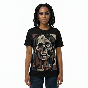 Camiseta con Gráfico de Cuervo Zombi Personalizada para Mujer, Camiseta Gótica con Estampado de Cuervo de Terror, Letras 'La Oscuridad Espera', Camiseta de Algodón, Directo de Fábrica - Product Image 3