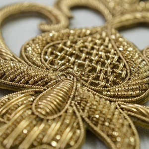 Gold Embroidered Applique Patch <b>Sew</b>-On Classical Motif for Garment Decoration - Product Image 6