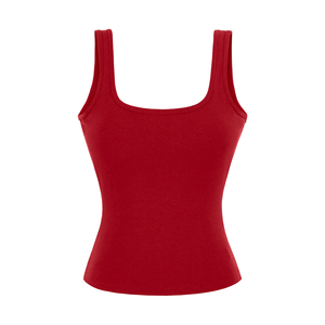 Camiseta sin mangas personalizada para mujer, con cuello cuadrado acanalado, ajustada, para gimnasio, entrenamiento, top corto deportivo informal - Product Image 3