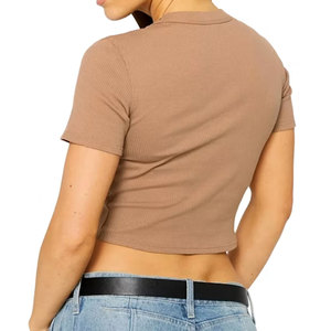 T-shirt court pour femme à motif graphique, manches courtes, style E-Girl, en tricot côtelé, décontracté, streetwear - Product Image 6