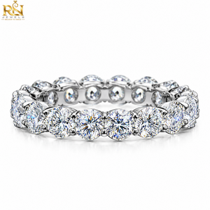 Bague éternelle en diamant de laboratoire DEF taille brillant |   Bague de mariage en or massif 9K 14K 18K à griffes partagées, bijoux fins de luxe à superposer - Product Image 1
