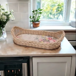 Plateau de service rectangulaire en osier durable, finition naturelle, Ecowoodies, pour le sol, rangement alimentaire, style campagnard - Product Image 4