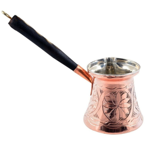 Handcrafted Solid Copper Turkish Coffee Pot With Wooden Handle Polished Cezve Ibrik Stovetop Arabic Coffee <b>Maker</b> For Restaurant - Product Image 3