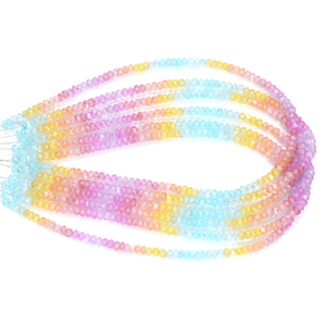 Cuentas redondas lisas de piedra lunar arcoíris natural brillante, cuentas redondas lisas de piedra lunar arcoíris multicolor de 5-7 mm - Product Image 2