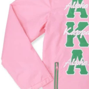 <b>White</b> Fleece Letterman <b>Jacket</b> Unisex Pink Green Chenille Embroidery Greek Letter Varsity Style Premium Cotton Zip Up - Product Image 5