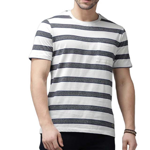 เสื้อยืดคอกลมผู้ชายคุณภาพสูง ผ้าฝ้าย 100% ผลิตจากโรงงาน ลายทาง ดีไซน์สวยงาม พร้อมตัวเลือกสกรีนโลโก้ เสื้อยืดคอกลมผู้ชาย - Product Image 1