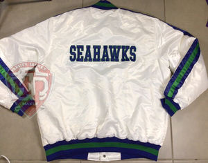 Chaqueta Varsity Blanca de Satén de los Seattle Seahawks - Product Image 4