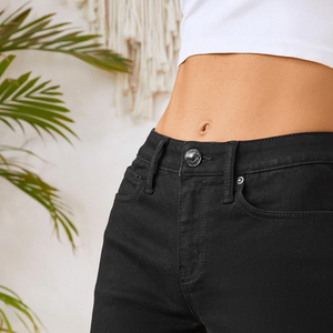 Shorts en jean pour femmes à taille basse confortables, prix usine de gros, personnalisables pour filles - Product Image 6
