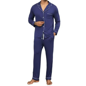 Ensemble de pyjama en modal pour homme avec logo personnalisé, respirant et confortable, vêtements de nuit longs pour homme - Product Image 4