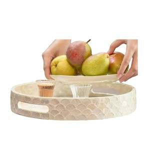 Plateau de service de luxe en nacre, fait main, incrusté de coquillages, plateau décoratif pour la maison, l'hôtel, le restaurant, pour le service et les cadeaux - Product Image 5
