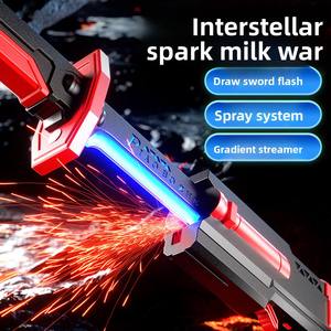 <b>Light</b>-Up Toy Sword with Spark Effects, Metal Clash Sound & Mist Spray, <b>Pull</b>-Out Blade Action Kids Roleplay Sword - Product Image 5
