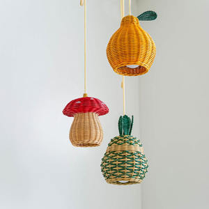 Handbraided rattan ceiling <b>light</b> fruit design lampshade eco friendly kids room <b>accessories</b> - Product Image 6