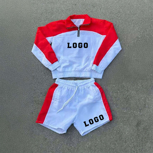 Custom <b>Men</b> <b>Summer</b> Nylon Windbreaker Tracksuit Set 3/4 Zip <b>Jacket</b> & Shorts Lightweight Customizable Logo Streetwear Teamwear - Product Image 4