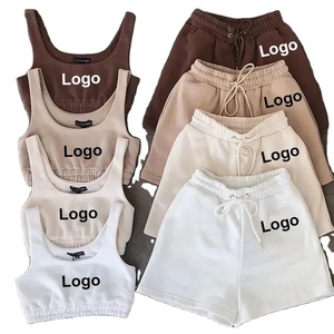 Jogging Wear Letter Print Crop Top Bra y Short American Women Sets Pantalones cortos de gran tamaño 2025 Conjunto de dos piezas Mujeres Tallas grandes Mujeres - Product Image 1