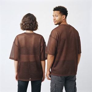 T-shirts en maille transparente 100% polyester, fabrication de vêtements streetwear, t-shirts transparents pour hommes et femmes, t-shirt en maille transparente élastique personnalisé - Product Image 2