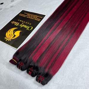 Paquets de cheveux humains droits d'os de couleur personnalisée en gros 100% vendeur de cheveux bruts - Product Image 3