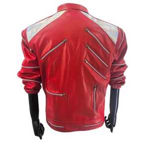 2026 New Men's <b>Red</b> Leather <b>Waterproof</b> High Street Moto <b>Jacket</b> Stand Collar Zipper Closure Regular Fit Solid Color Autumn Style - Product Image 4