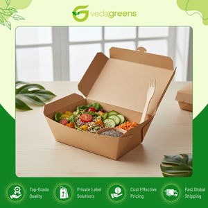 Indian Dealer of Disposable & Recyclable Kraft Paper Rectangle Biodegradable Disposable Food Packaging <b>Box</b> for Meal Delivery - Product Image 4