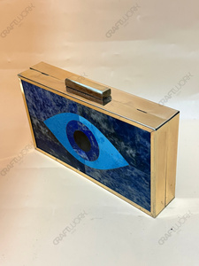 Pochette Evil Eye en Lapis Lazuli, Minaudière de Luxe Faite à la Main en Pierres Précieuses, Sac de Soirée de Créateur, Sac à Main de Mariée - Product Image 2