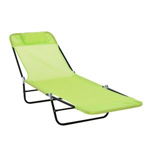 Tumbona Plegable de 5 Niveles Ajustables con Reposacabezas de Malla Transpirable para Playa, Patio o Terraza, Color Verde - Product Image 1