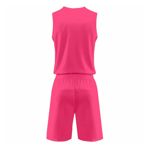 Conjunto de Uniforme de Baloncesto Sublimado Personalizado, Unisex, Cuello en V, Sin Mangas, Degradado Rosa Marino, Uniforme Deportivo que Absorbe la Humedad - Product Image 3