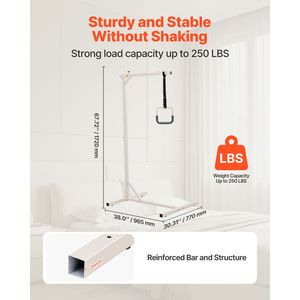 "Assistive Devices Heavy Duty Steel Trapeze Bar for Bed Mobility 250 LBS <b>Weight</b> Capacity Free <b>Standing</b> Hospital Bed Pull Assist" - Product Image 2