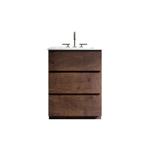 Mobile bagno moderno TIA 24 pollici in noce con lavabo, 3 fori per rubinetteria, ampio spazio contenitivo, mobiletto autoportante per il tuo bagno - Product Image 1
