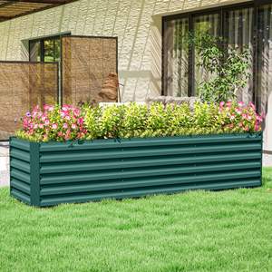 8x2x2ft Galvanized <b>Raised</b> <b>Garden</b> <b>Bed</b> <b>Kit</b> with Safety Edging for Flowers Herbs Vegetables Green <b>Garden</b> Supplies - Product Image 2