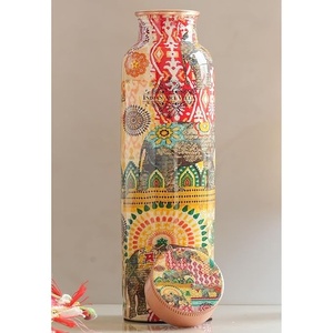 ขวดน้ำทองแดงลายโบฮีเมียนแบบพกพาพร้อมฝาปิด - Product Image 5
