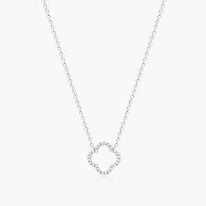 Collier en diamant de laboratoire certifié IGI Lucky Clover, pendentif floral en or rose 14 carats, luxe minimaliste, idéal pour les fêtes et les mariages - Product Image 2
