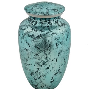 Urnas funerarias de aluminio clásicas de alta calidad para adultos, con acabado en color verde, para cenizas humanas. - Product Image 2