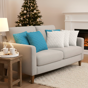 SOGA Ensemble de 6 housses de coussin décoratives bleu marine et blanc pur de 45 cm, motif vague festonnée, pour canapé ou chambre à coucher - Product Image 6