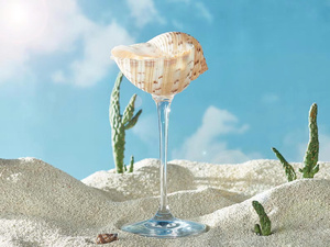 Verres à cocktail de luxe faits à la main, écologiques, à double paroi, en coquillage, vaisselle de bar côtière unique, verre à vin en coquille de conque naturelle, plage - Product Image 2