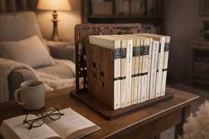 High Quality NEHA ENTERPRISES Wooden <b>Bookends</b> Modern Style Scenic Pattern Rectangle Laser Cut Design Traditional Decorative - Product Image 2