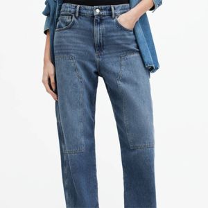 Jeans pour femmes en gros, pantalons droits taille haute, jeans évasés, impression de logo personnalisée, service OEM - Product Image 2